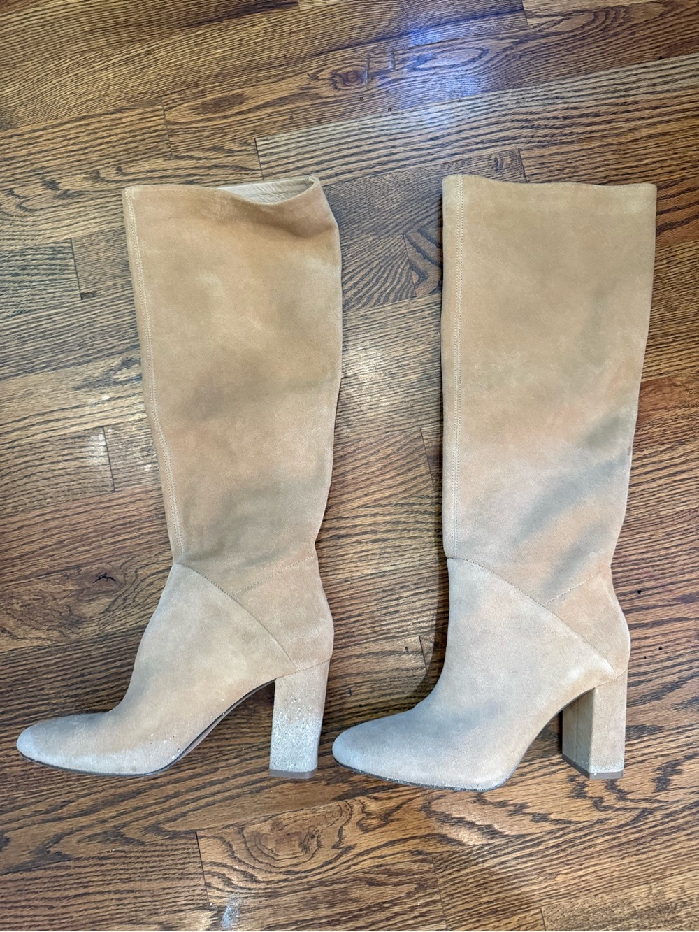 Banana Republic Tan Suede Knee-High Block Heel Boots